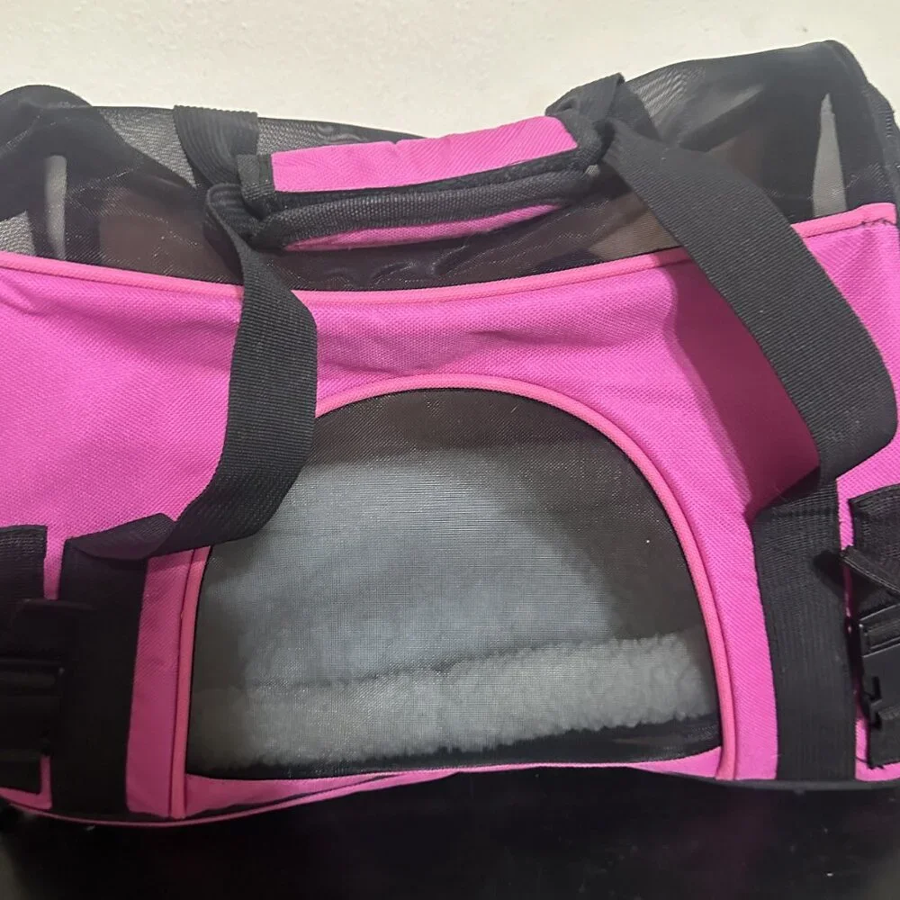 😻 🐶 🐾 💞 Pink & Black Comfort Pet Carrier - Small Dog/Cat Travel Tote Bag